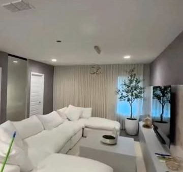 Living room with recessed lighting